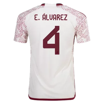 Camiseta Futbol Visitante Copa del Mundo de Hombre Mexico 2022 con Número de E.ÁLVAREZ #4 -Version Jugador - camisetasfutbol