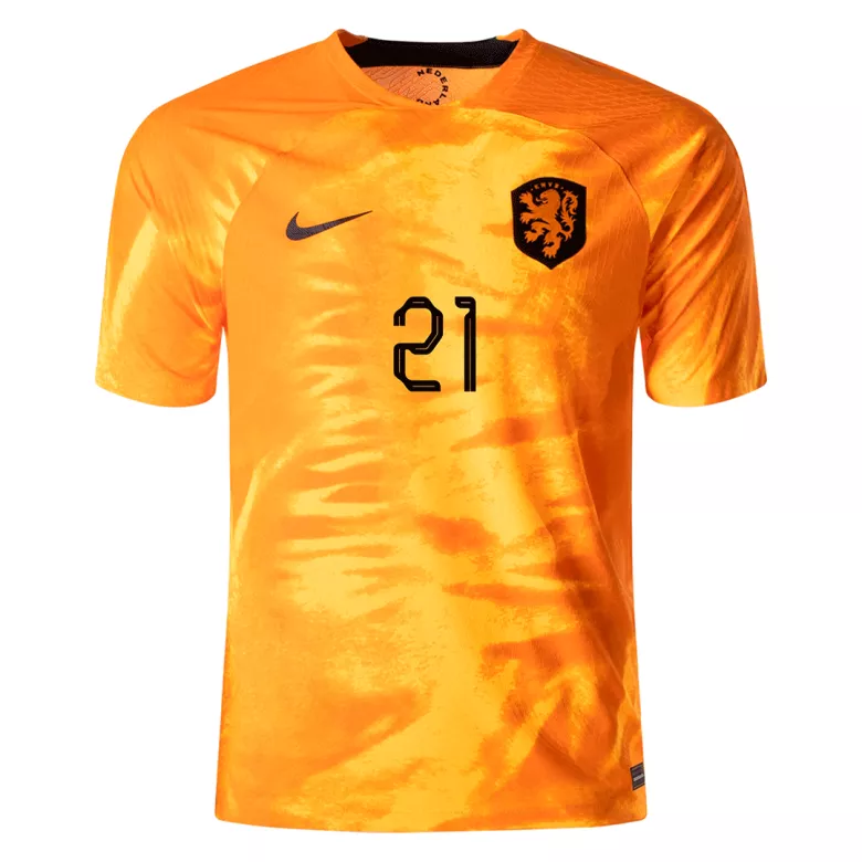 Camiseta Auténtica F.DE JONG #21 Holanda 2022 Primera Equipación Copa del Mundo Local Hombre - Versión Jugador - camisetasfutbol