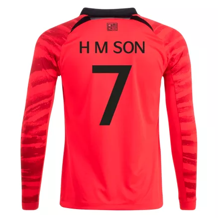 Camiseta de Futbol Manga Larga H M SON #7 Local South Korea 2022 Copa del Mundo para Hombre - Versión Hincha Personalizada - camisetasfutbol