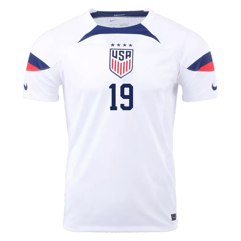 Camiseta Futbol Local Copa del Mundo de Hombre USA 2022 con Número de DUNN #19 - camisetasfutbol