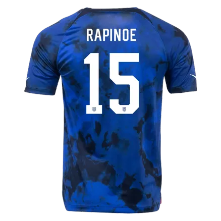 Camiseta Futbol Visitante Copa del Mundo de Hombre USA 2022 con Número de RAPINOE #15 - camisetasfutbol