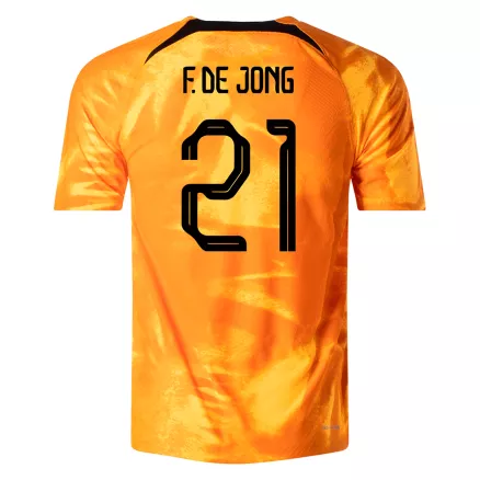 Camiseta Auténtica F.DE JONG #21 Holanda 2022 Primera Equipación Copa del Mundo Local Hombre - Versión Jugador - camisetasfutbol