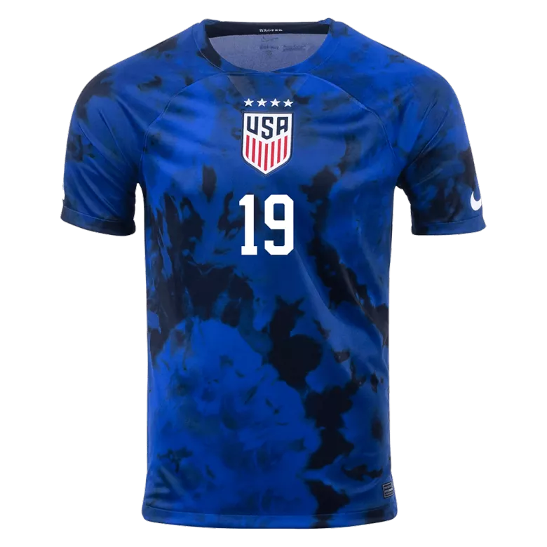 Camiseta Futbol Visitante Copa del Mundo de Hombre USA 2022 con Número de DUNN #19 - camisetasfutbol
