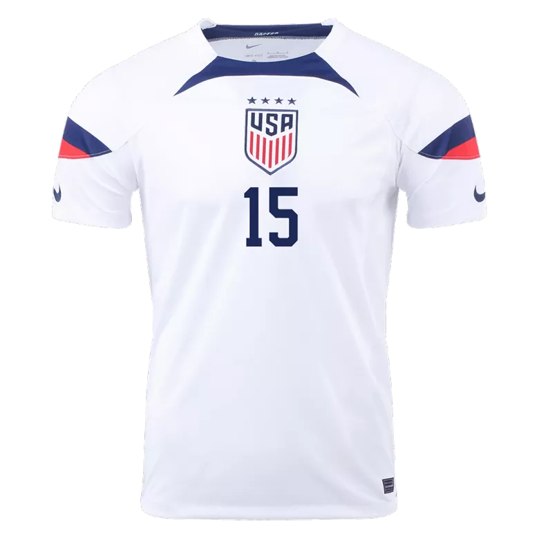 Camiseta Futbol Local Copa del Mundo de Hombre USA 2022 con Número de RAPINOE #15 - camisetasfutbol