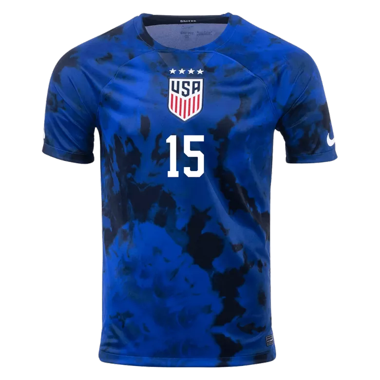 Camiseta Futbol Visitante Copa del Mundo de Hombre USA 2022 con Número de RAPINOE #15 - camisetasfutbol