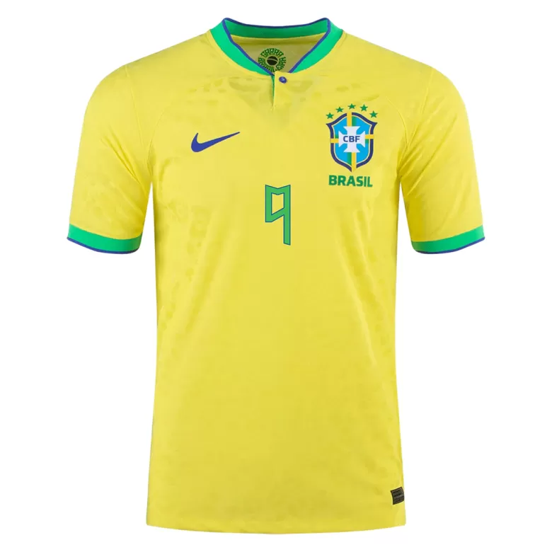 Camiseta Auténtica RICHARLISON #9 Brazil 2022 Primera Equipación Local Hombre - Versión Jugador - camisetasfutbol