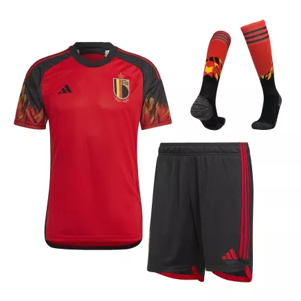 Conjunto Completo Bélgica 2022 Primera Equipación Copa del Mundo Local Hombre (Camiseta + Pantalón Corto + Calcetines) - camisetasfutbol