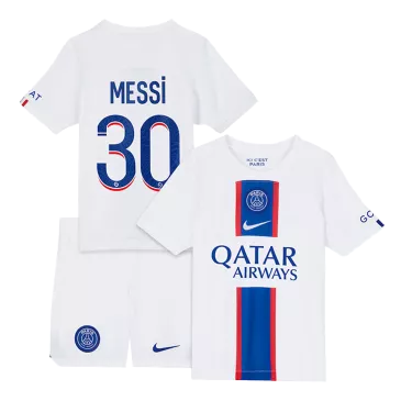 Equipaciones de fútbol para Niño PSG 2022/23 MESSI #30 - de Tercera Equipación Futbol Kit Personalizados - camisetasfutbol