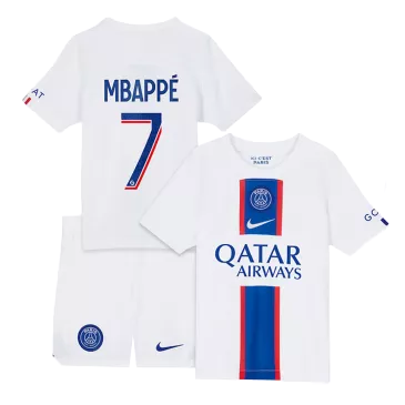 Equipaciones de fútbol para Niño PSG 2022/23 MBAPPÉ #7 - de Tercera Equipación Futbol Kit Personalizados - camisetasfutbol