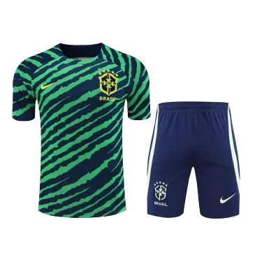 Conjunto Brazil 2022 Pre-Partido Hombre (Camiseta + Pantalón Corto)- - camisetasfutbol