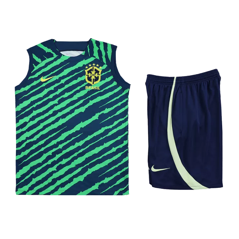Conjunto Entrenamiento Brazil 2022 Hombre (Camiseta Sin Mangas + Pantalón Corto) - camisetasfutbol