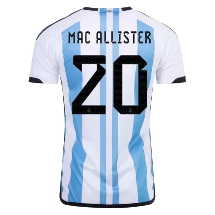 Tres Estrellas Camiseta Futbol Local de Hombre Argentina 2022 con Número de MAC ALLISTER #20 - camisetasfutbol