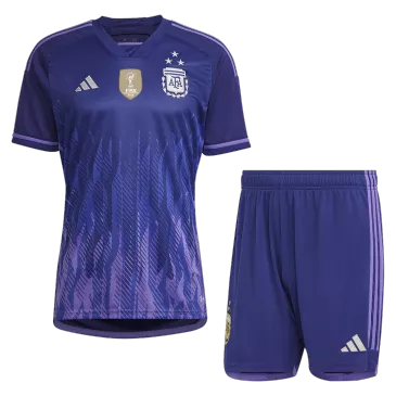 Tres Estrellas Conjunto Argentina 2022 Segunda Equipación Visitante Copa del Mundo Hombre (Camiseta + Pantalón Corto) Adidas - camisetasfutbol