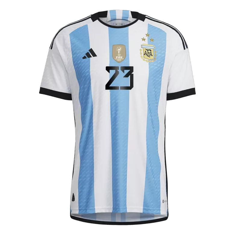 Tres Estrellas Camiseta Auténtica E. MARTINEZ #23 Argentina 2022 Primera Equipación Copa del Mundo Local Hombre - Versión Jugador - camisetasfutbol