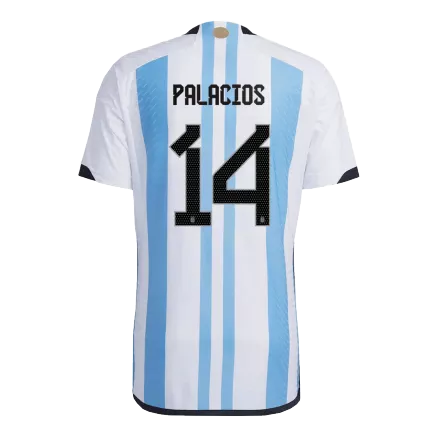 Tres Estrellas Camiseta Auténtica PALACIOS #14 Argentina 2022 Primera Equipación Copa del Mundo Local Hombre - Versión Jugador - camisetasfutbol