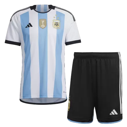 Tres Estrellas Miniconjunto Argentina 2022 Primera Equipación Local Niño (Camiseta + Pantalón Corto) Adidas - camisetasfutbol
