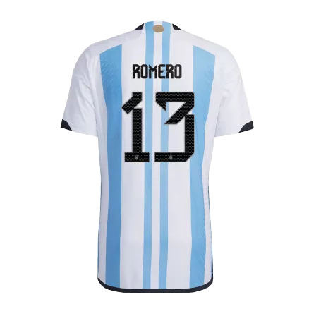 Tres Estrellas Camiseta Auténtica ROMERO #13 Argentina 2022 Primera Equipación Copa del Mundo Local Hombre - Versión Jugador - camisetasfutbol
