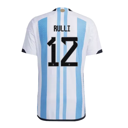 Tres Estrellas Camiseta Auténtica RULLI #12 Argentina 2022 Primera Equipación Copa del Mundo Local Hombre - Versión Jugador - camisetasfutbol