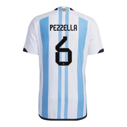 Tres Estrellas Camiseta Auténtica PEZZELLA #6 Argentina 2022 Primera Equipación Copa del Mundo Local Hombre - Versión Jugador - camisetasfutbol