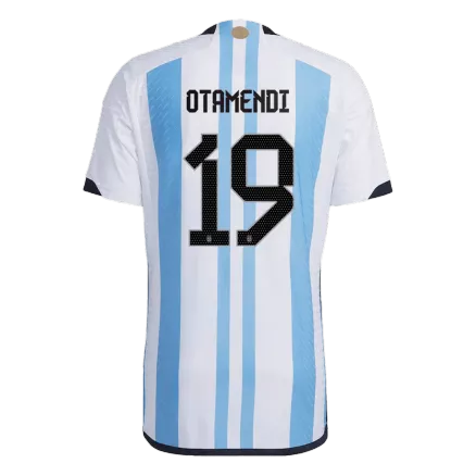 Tres Estrellas Camiseta Auténtica OTAMENDI #19 Argentina 2022 Primera Equipación Copa del Mundo Local Hombre - Versión Jugador - camisetasfutbol
