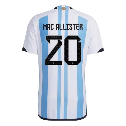 Tres Estrellas Camiseta Auténtica MAC ALLISTER #20 Argentina 2022 Primera Equipación Copa del Mundo Local Hombre - Versión Jugador - camisetasfutbol