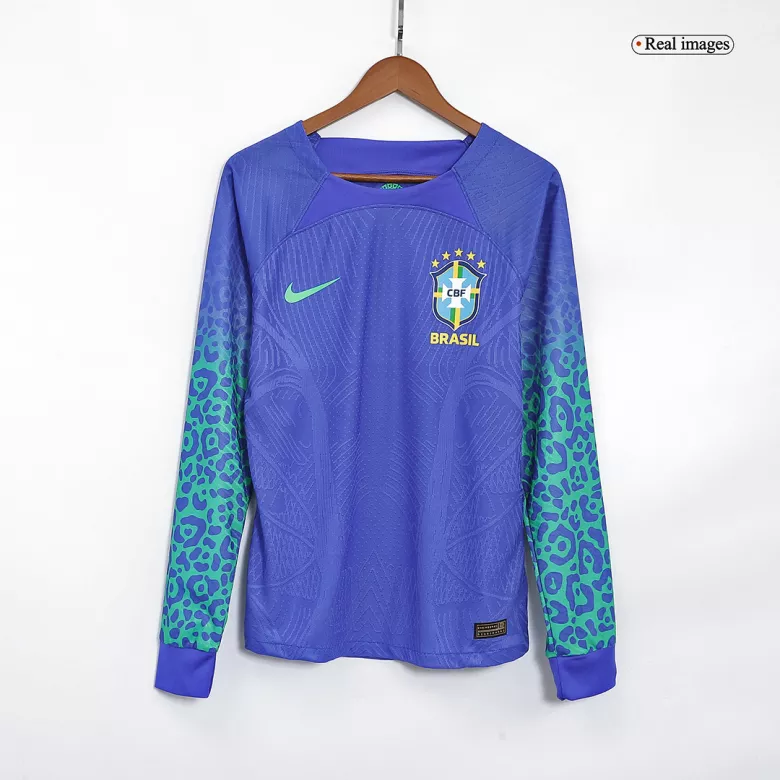 Camiseta Auténtica Manga Larga Brazil 2022 Segunda Equipación Visitante - camisetasfutbol