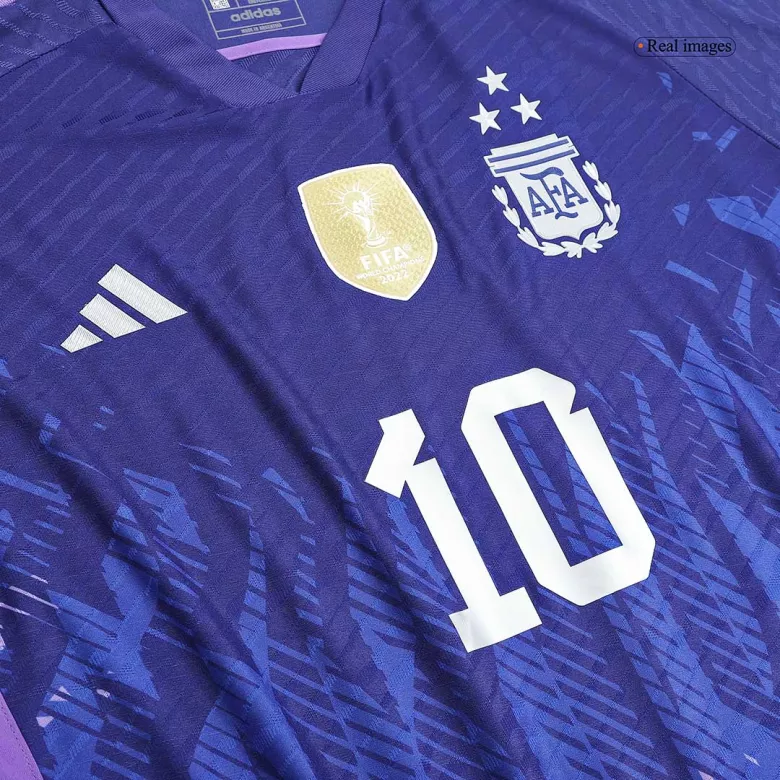 Camiseta Auténtica Messi #10 2022 Segunda Equipación Visitante Copa del Mundo Hombre - Versión Jugador - camisetasfutbol