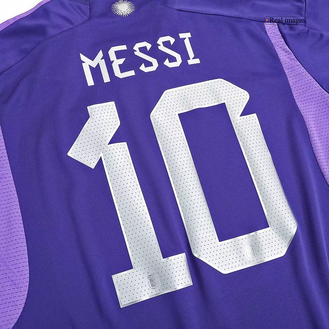 Camiseta Futbol Visitante Copa del Mundo de Hombre 2022 con Número de MESSI #10 Edición Campeón - camisetasfutbol
