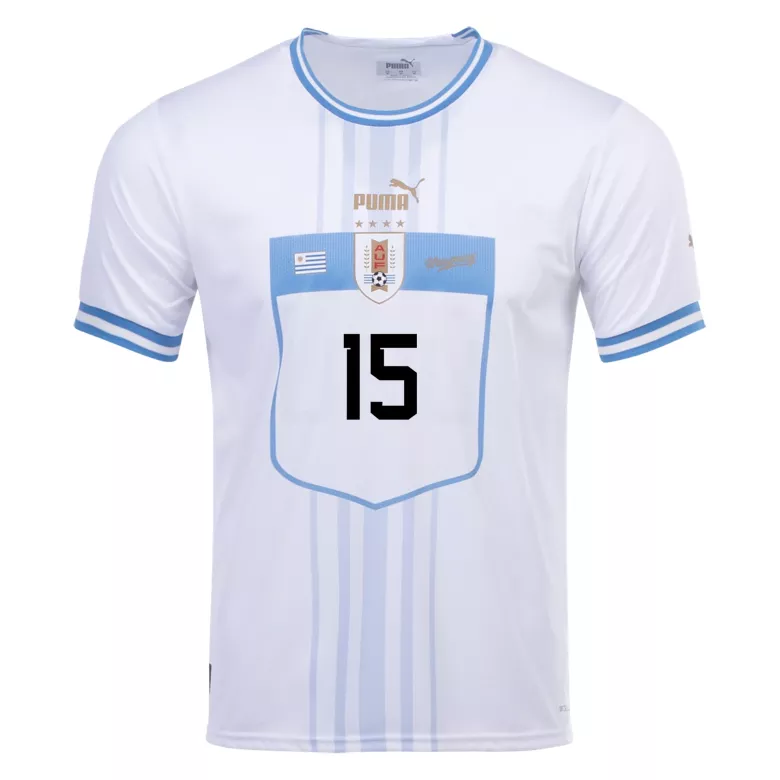Camiseta Futbol Visitante Copa del Mundo de Hombre Uruguay 2022 con Número de F. VALVERDE #15 - camisetasfutbol