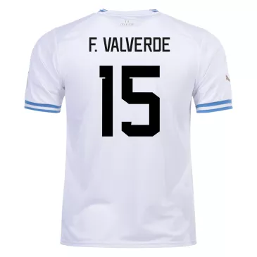 Camiseta Futbol Visitante Copa del Mundo de Hombre Uruguay 2022 con Número de F. VALVERDE #15 - camisetasfutbol