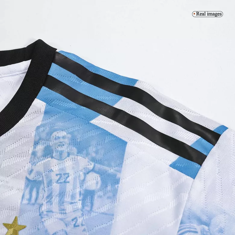 Tres Estrellas Camiseta Auténtica Argentina 2022 Primera Equipación Copa del Mundo conmemorativa Local Hombre - Versión Jugador - camisetasfutbol