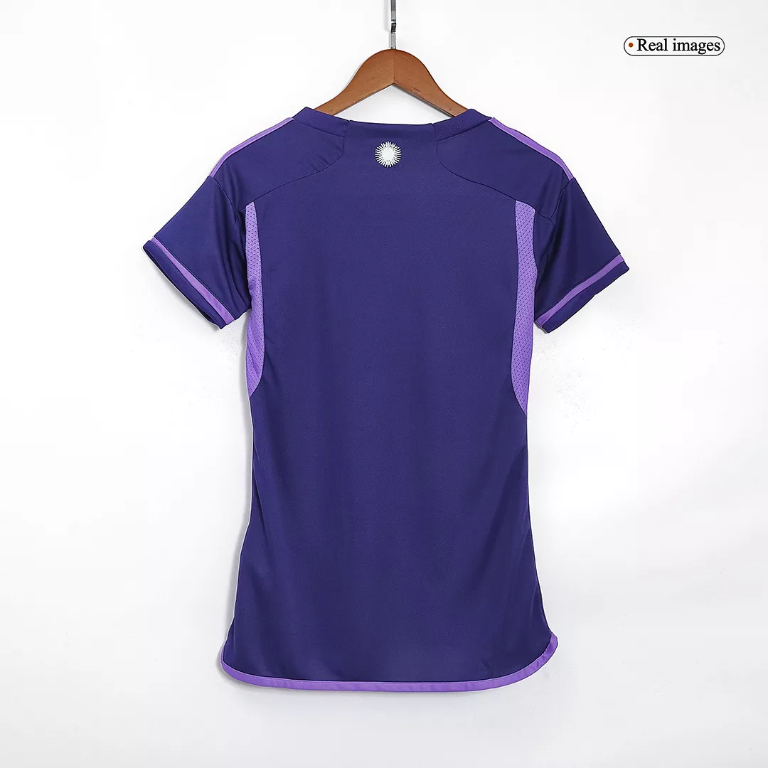 Camiseta de Futbol Replica Copa Mundial Argentina 2022 Visitante de Mujer Edición Campeón - camisetasfutbol