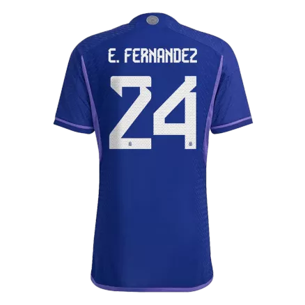 Tres Estrellas Camiseta Auténtica E. FERNANDEZ #24 Argentina 2022 Segunda Equipación Visitante Copa del Mundo Hombre - Versión Jugador - camisetasfutbol