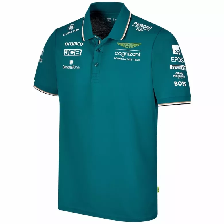 Camiseta Tipo Polo de Aston Martin Aramco Cognizant F1 Racing Team Polo 2023 Hombre - camisetasfutbol
