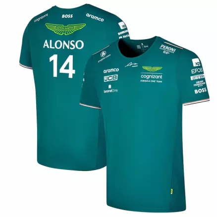 Camiseta de Aston Martin Aramco Cognizant F1 Racing Team Fernando Alonso Driver T-Shirt 2023 Hombre - camisetasfutbol