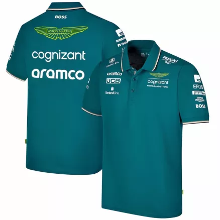 Camiseta Tipo Polo de Aston Martin Aramco Cognizant F1 Racing Team Polo 2023 Hombre - camisetasfutbol