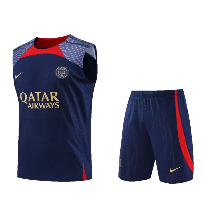 Conjunto Entrenamiento PSG 2023/24 Hombre (Camiseta Sin Mangas + Pantalón Corto) - camisetasfutbol