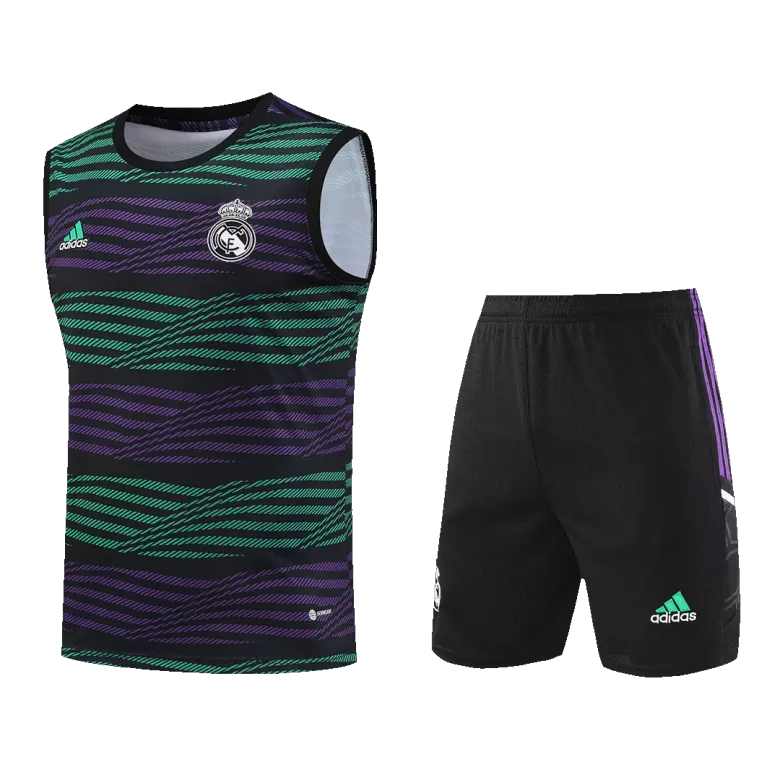 Conjunto Entrenamiento Real Madrid 2022/23 Hombre (Camiseta Sin Mangas + Pantalón Corto) - camisetasfutbol