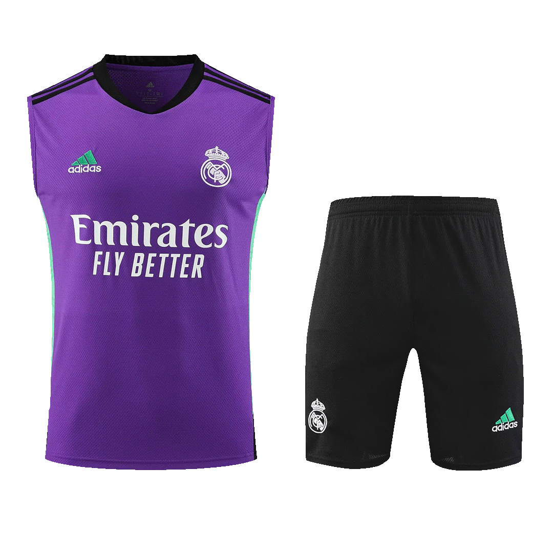 Entrenamiento Madrid 2022/23 Hombre Adidas (Camiseta Sin Mangas + Pantalón Corto) | CamisetasFutbol.cn