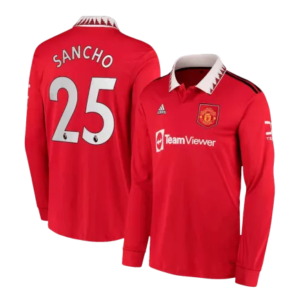 Camiseta Manga Larga SANCHO #25 Manchester United 2022/23 Primera Equipación Local Hombre - Versión Hincha - camisetasfutbol