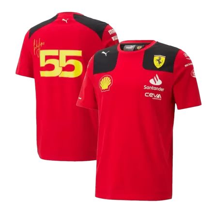 Camiseta de Scuderia Ferrari F1 Racing Team Carlos Sainz #55 T-Shirt 2023 Hombre - camisetasfutbol