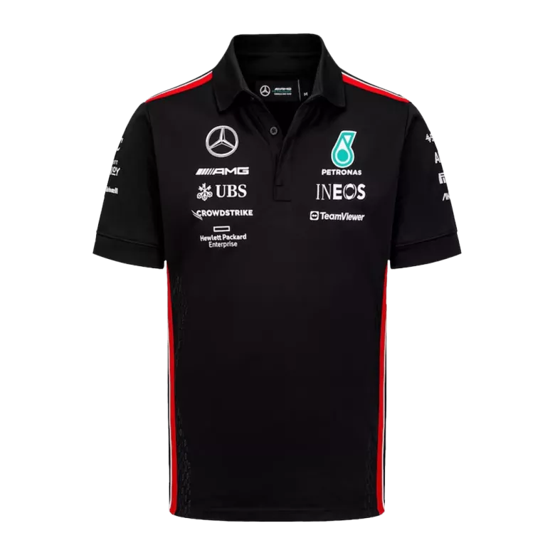 Camiseta Tipo Polo de Mercedes AMG Petronas F1 Racing Team Polo 2023 - Black Hombre Negro - camisetasfutbol