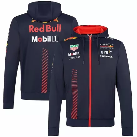 Chaqueta con Capucha de Oracle Red Bull F1 Racing Team Full Zip Hoodie 2023 Hombre Rojo - camisetasfutbol