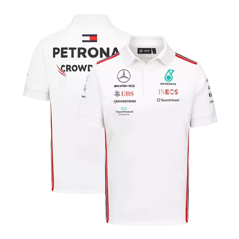 Camiseta Tipo Polo de Mercedes AMG Petronas F1 Racing Team Polo 2023 - White Hombre Blanco - camisetasfutbol