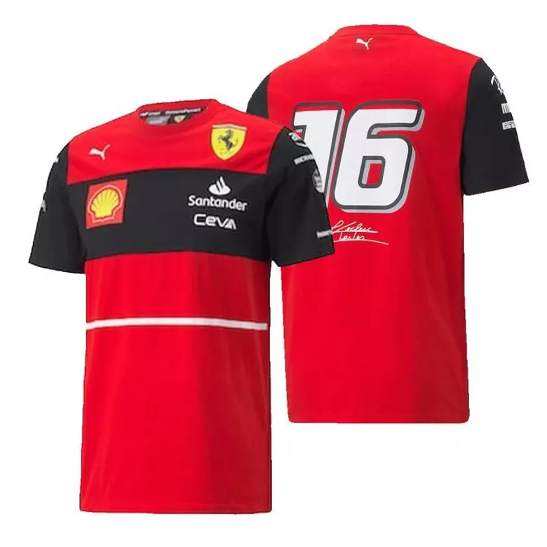 Camiseta de Scuderia Ferrari F1 Racing Team T-Shirt #16 Red 2022 Hombre - camisetasfutbol
