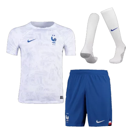 Miniconjunto Completo Francia 2022 Segunda Equipación Visitante Niño (Camiseta + Pantalón Corto + Calcetines) - camisetasfutbol