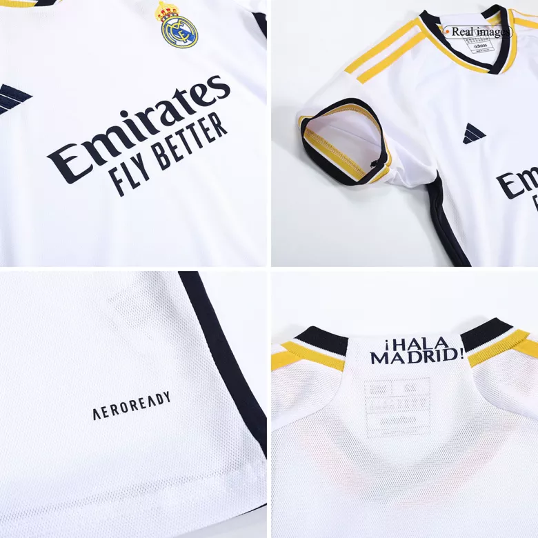 Miniconjunto Completo Real Madrid 2023/24 Primera Equipación Local Niño (Camiseta + Pantalón Corto + Calcetines) - camisetasfutbol
