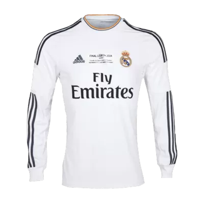 UCL Camiseta Retro 2013/14 Real Madrid Primera Equipación Manga Larga Local Hombre - Versión Hincha - camisetasfutbol