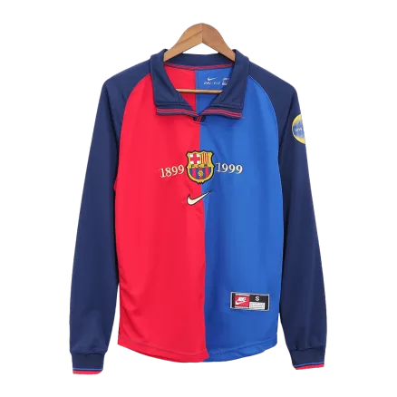 Camiseta Retro 1999/00 Barcelona Primera Equipación Manga Larga Local Hombre - Versión Hincha - camisetasfutbol