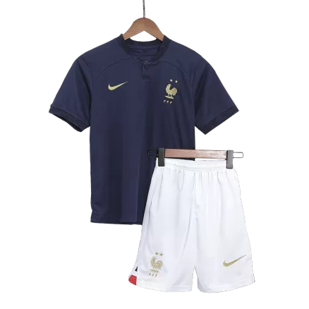 Miniconjunto Francia 2022 Primera Equipación Copa del Mundo Local Niño (Camiseta + Pantalón Corto) - camisetasfutbol